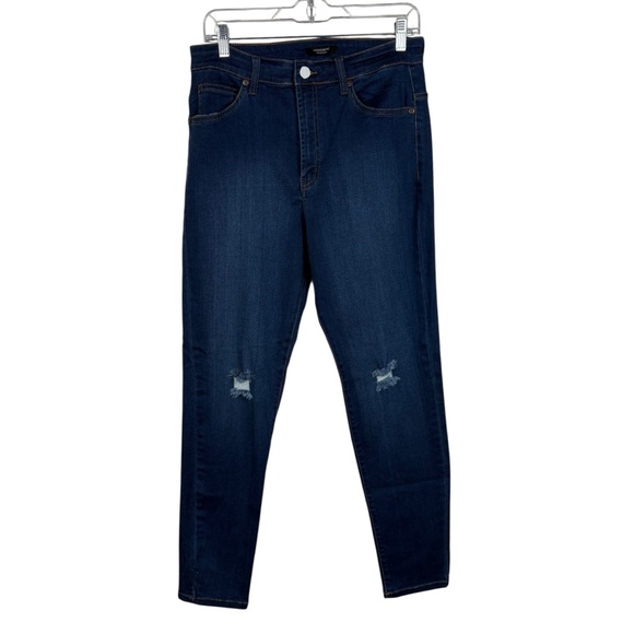 American Bazi Denim - American Bazi Dark Wash Stretch Denim Distressed High Waisted Skinny Jeans 1X